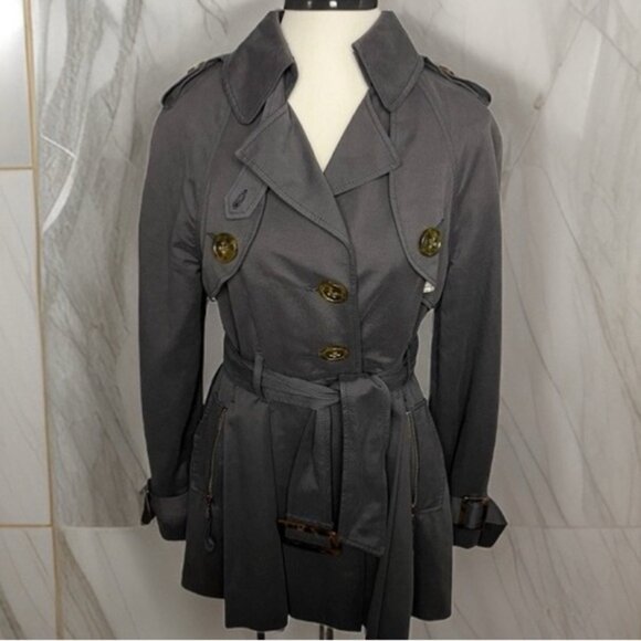 Millard Fillmore Statement Collar Short Trench Coat Flirty Skirt Design Size M - Picture 4 of 15